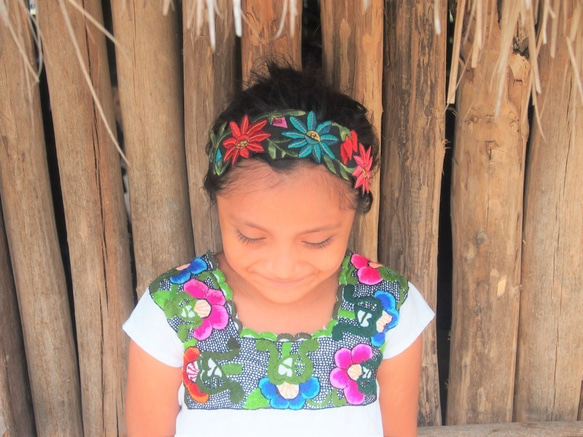 メキシコ刺繍村製】カラフル☆ハンドメイド刺繍ヘアバンド ヘアバンド