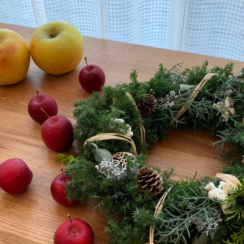 針葉樹香るフレッシュリース①ナチュラル クリスマスリース ウィンター