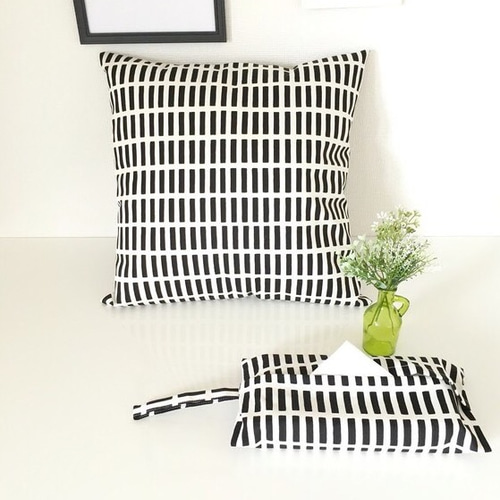 2点セット】Monotone北欧クッションカバー+ティッシュボックスカバー