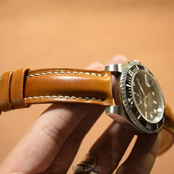 受注製作　新喜皮革コードバン　無双仕立て　時計ベルトオーダーメイド　手縫いの時計バンド 2枚目の画像