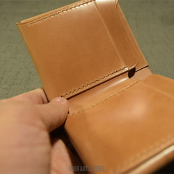 受注製作　カードポケット×2　新喜皮革コードバン　ミニマム財布　生成りカラー　オーダーメイド 5枚目の画像