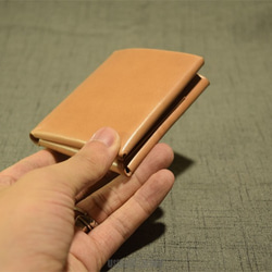 受注製作　カードポケット×2　新喜皮革コードバン　ミニマム財布　生成りカラー　オーダーメイド 8枚目の画像