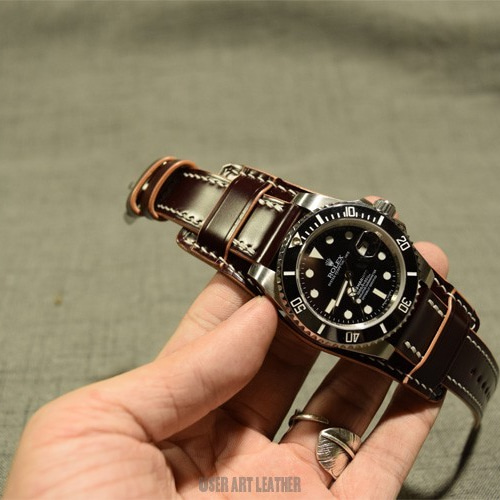 受注製作 背当て付き 新喜皮革コードバン 無双仕立て 時計ベルト