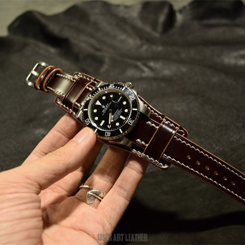 受注製作 背当て付き 新喜皮革コードバン 無双仕立て 時計ベルト 受注製作 背当て付き 新喜皮革コードバン 無双仕立て 時計ベルト