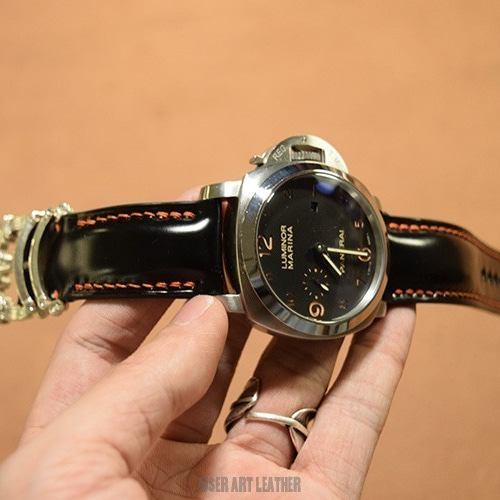 パネライ対応 オーダーメイド 新喜皮革コードバン 無双仕立て 時計