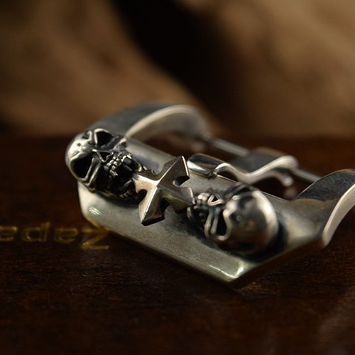 受注製作 髑髏尾錠シルバー925 新喜皮革コードバン 無双仕立て 時計