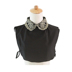 ペトラ【PETRA】付け襟　付けカラー フラワー刺繍つけ襟　ゴールドフラワーつけ襟 4枚目の画像