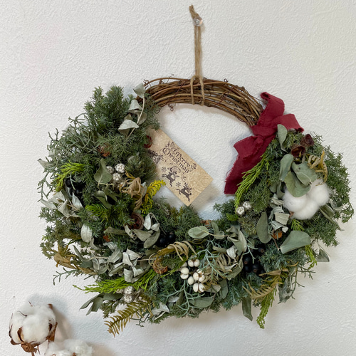 春の花束リース♡ハンドメイドリース 送料無料A102クリスマスリース ドライフラワーリース 冬ディスプレイ