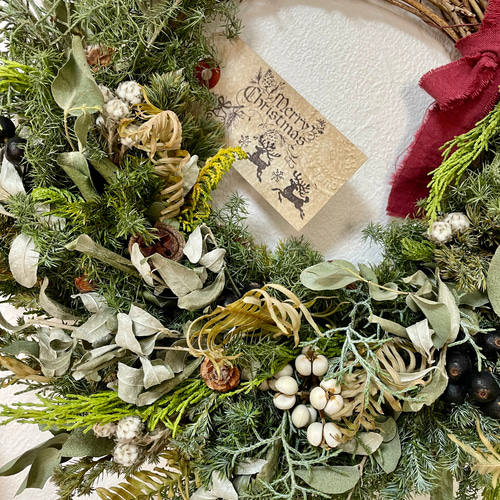 送料無料A102クリスマスリース ドライフラワーリース 冬ディスプレイ