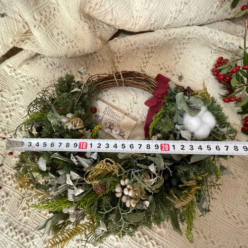 春の花束リース♡ハンドメイドリース 送料無料A102クリスマスリース ドライフラワーリース 冬ディスプレイ