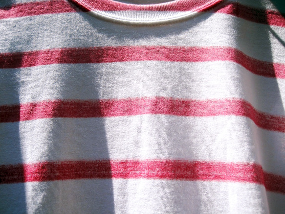 イタリア・手染めTシャツ【ストライプ 赤 L】 Ratafià Firenze 3枚目の画像