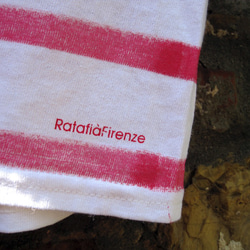 イタリア・手染めTシャツ【ストライプ 赤 S】 Ratafià Firenze 2枚目の画像