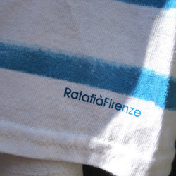 イタリア・手染めTシャツ【ストライプ ターコイズブルー S】 Ratafià Firenze 2枚目の画像