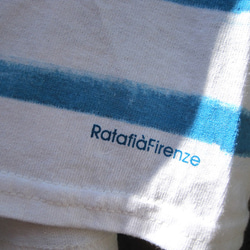 イタリア・手染めTシャツ【ストライプ ターコイズブルー M】 Ratafià Firenze 2枚目の画像