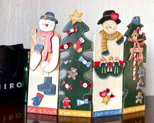 トールペイント：クリスマスのオーナメント 雪だるま 冬 ツリー