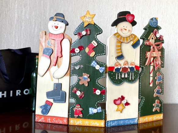 トールペイント：クリスマスのオーナメント 雪だるま 冬 ツリー