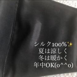 ラスト❁⃘*数量限定＊感謝価格中❁⃘* ☆93 不織布マスクカバー 濃紺花柄銀糸✨刺繍レース　肌面選べるシルク　 7枚目の画像