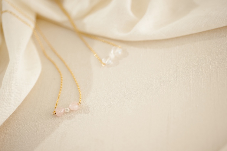 【セール】ローズクオーツのミニリボン ネックレス