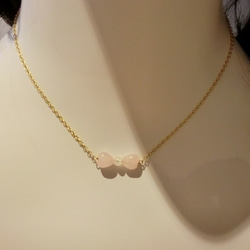 【セール】ローズクオーツのミニリボン ネックレス 3枚目の画像