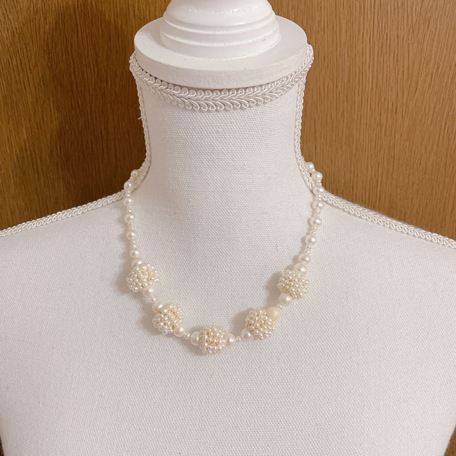 【B品】淡水パールのネックレス 淡雪