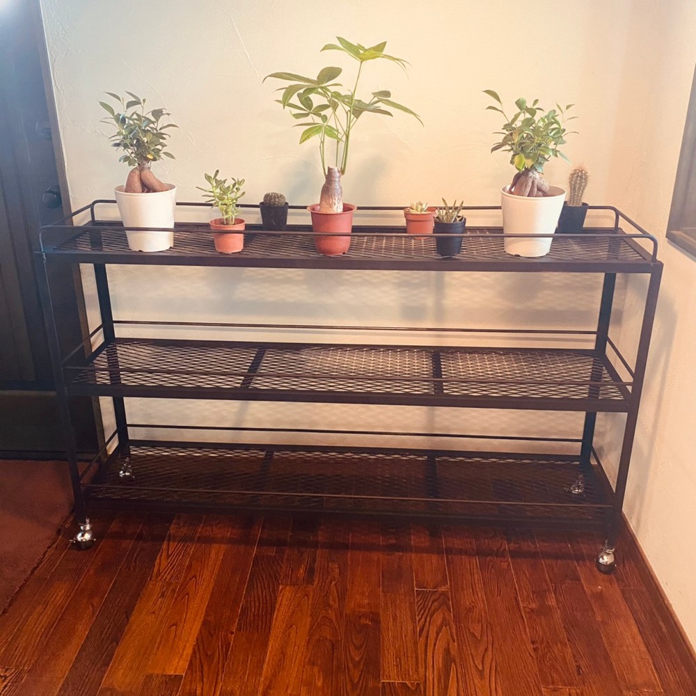 ボタニカルシェルフ ワイド 植物棚 アイアンシェルフ 3段 家具 転落防止 がたつき防止脚付き 多肉植物 ガーデニング