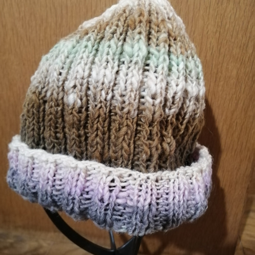 グラデーション ウールニット帽 野呂英作さん毛糸 ニット帽・ビーニー