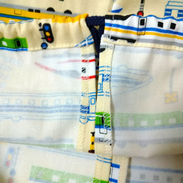 【ラスト1点】新幹線と電車とデニムの体操服袋L 特大サイズ　40×35㌢ 4枚目の画像