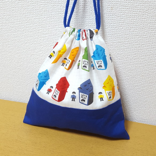 レゴ柄風 巾着 すこし小さめサイズ その他入園グッズ putiputi レゴ柄風 巾着 すこし小さめサイズ その他入園グッズ putiputi