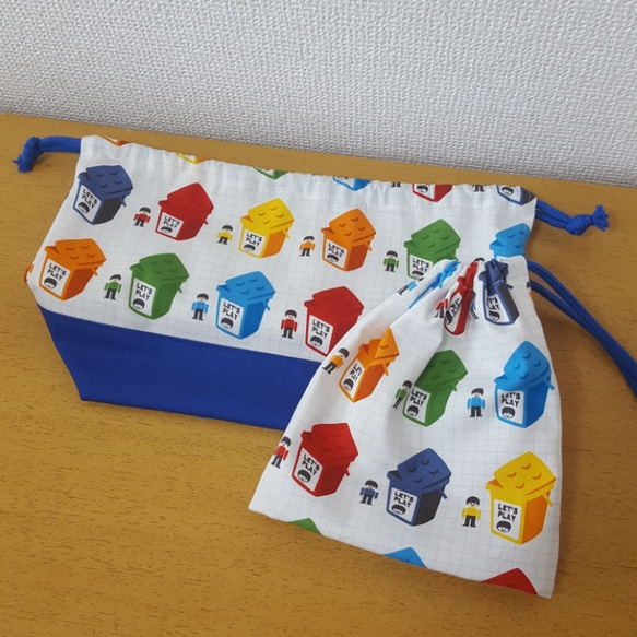 【再販】LEGO風　お弁当袋&コップ袋セット 3枚目の画像