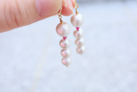 【18K変更可】BALL Artificial ruby pierced earrings P0095 第4張的照片