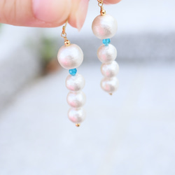 【18K変更可】BALL Blue apatite pierced earrings P0098 第3張的照片