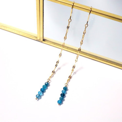 【特集掲載】不朽の輝き/ブルーアパタイト ピアス TIMELESS GLOW Blue apatite  P0103 1枚目の画像