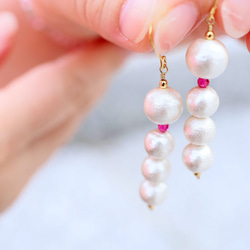 舞踏会/パール＆ルビー イヤリング BALL Artificial ruby earrings P0095-2 4枚目の画像