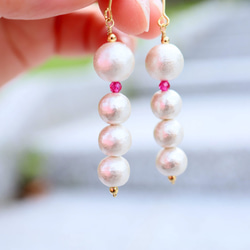 BALL Artificial ruby earrings P0095 第2張的照片