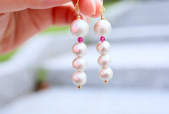 BALL Artificial ruby earrings P0095 第2張的照片