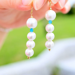 BALL Blue apatite earrings P0098-2 第1張的照片