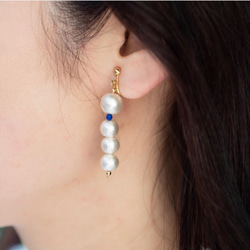 BALL Lapis lazuli  earrings P0099-2 第1張的照片