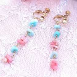 Rhodochrosite&Larimar LOVE earrings  E0006 第2張的照片