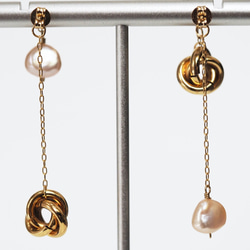 大號淡水珍珠和三重自由耳環 P0116 第5張的照片