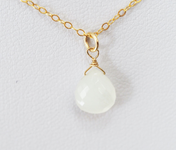 [14KGF]寶石品質白色月光石和淡水珍珠雙項鍊〜愛之預言石N0024 第4張的照片