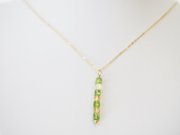 [14KGF] Citrine & Peridot Citrus cube necklace B0066 第2張的照片