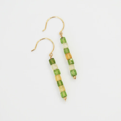 [14KGF] Citrine & Peridot Citrus cube pierced earrings P0117 第1張的照片