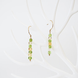 [14KGF] Citrine & Peridot Citrus cube pierced earrings P0117 第2張的照片