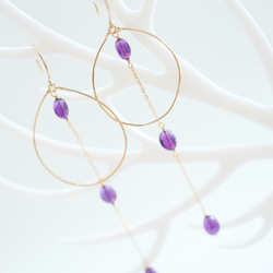 14KGF Jewel Quality Amethyst Circle & Station Earrings P0119 第2張的照片