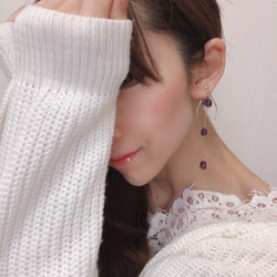 14KGF Jewel Quality Amethyst Circle & Station Earrings P0119 第3張的照片