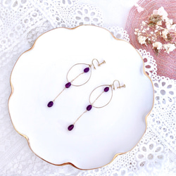 14KGF Jewel Quality Amethyst Circle & Station Earrings P0119 第5張的照片