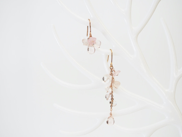 高品質ローズクォーツピアス Rose Quartz Pink Princess earrings〜愛と美の石 P0132 3枚目の画像