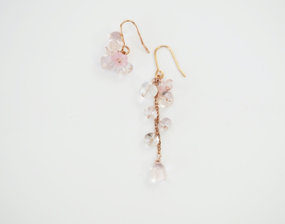 高品質ローズクォーツピアス Rose Quartz Pink Princess earrings〜愛と美の石 P0132 4枚目の画像