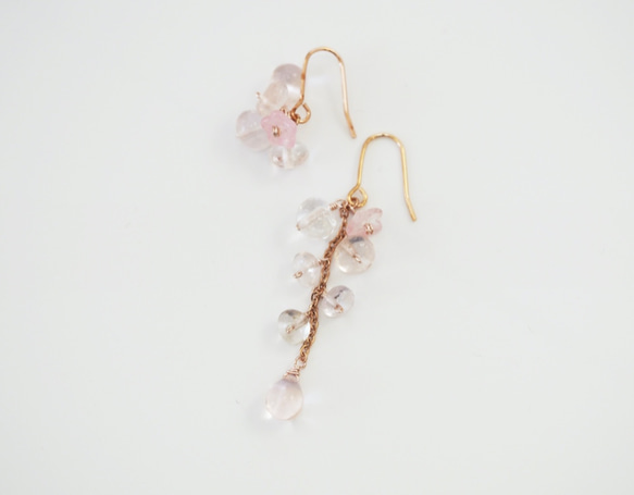 高品質ローズクォーツピアス Rose Quartz Pink Princess earrings〜愛と美の石 P0132 5枚目の画像