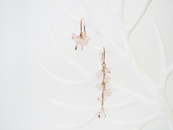 高品質ローズクォーツピアス Rose Quartz Pink Princess earrings〜愛と美の石 P0132 6枚目の画像